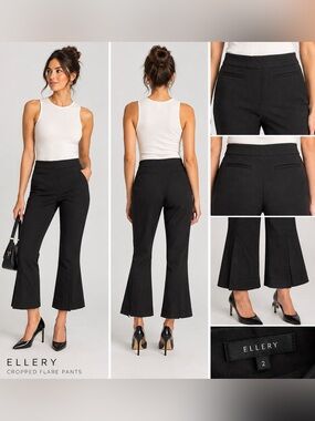 Ellery Black Structured Cropped Flare Pants